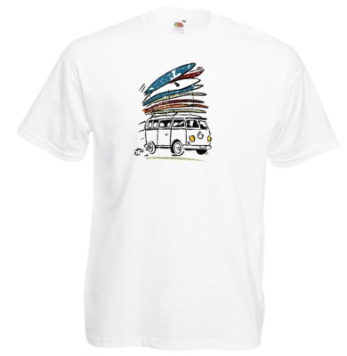 ΛΕΥΚΟ  t-shirt FRUIT OF THE LOOM με στάμπα BUS